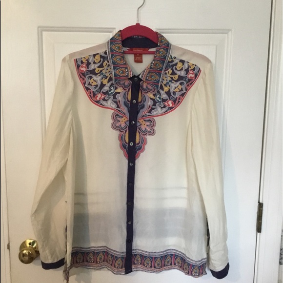 Sundance silk button down blouse long sleeve - Picture 6 of 6